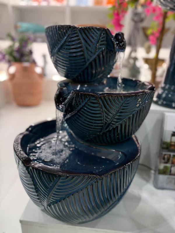 Mirador Glazed Ceramic Fountain Multi Drop Blue Colour
