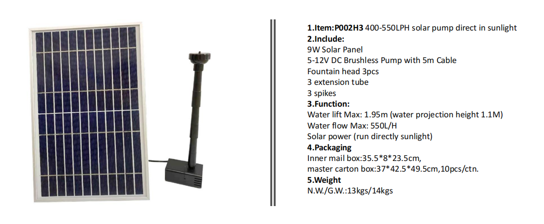 Jier Solar Fountain & Pond Pump JR-P002H3