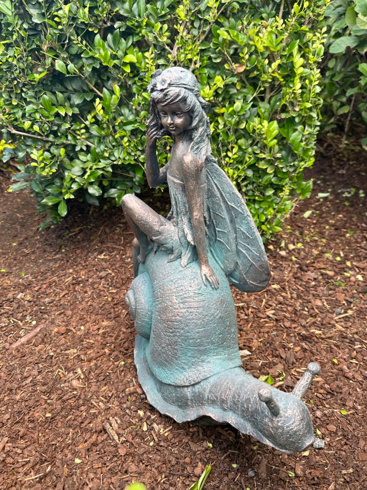 Enchanted Fairy Sailing on a Snail Garden Décor Ornament MGO Outdoor Statue