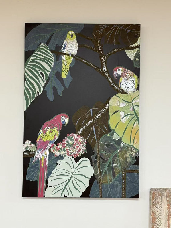 Flock Parrots Wood Printing Wall Art
