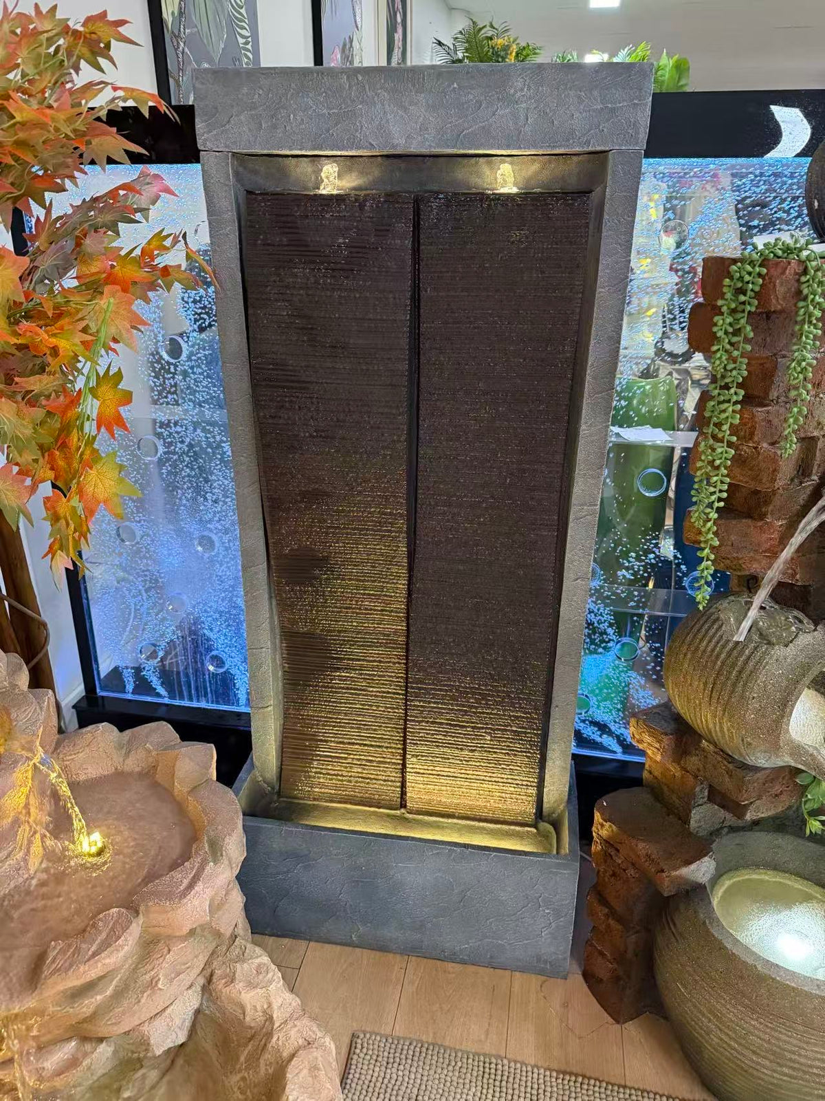Duality Lights & Water Combo Natural Wall Water Feature Sublime Design
