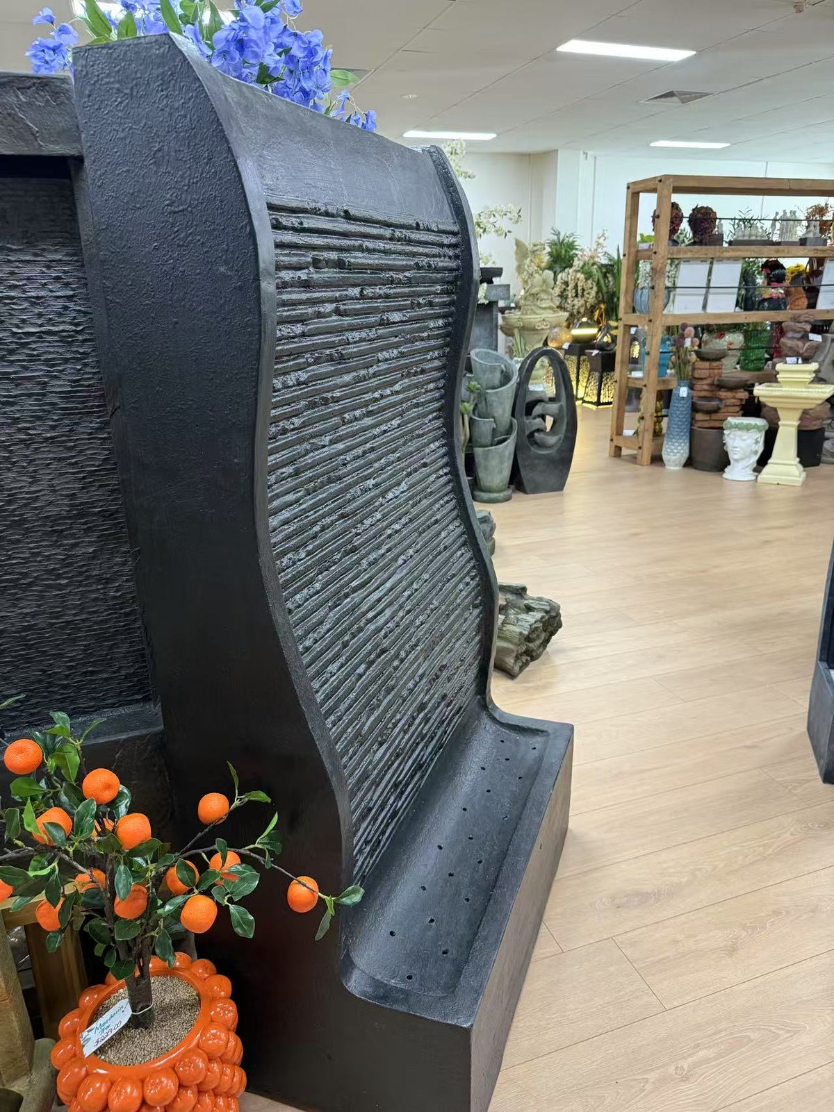 Ariana Stylish Tall Black Water Wall Made Cement Fibre