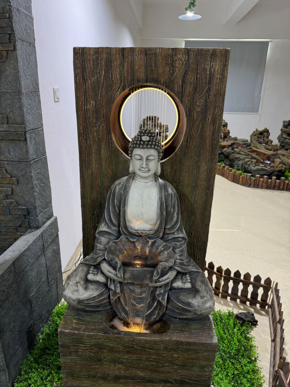 Temple Masterpiece Buddha Water Feature with Rain Effect
