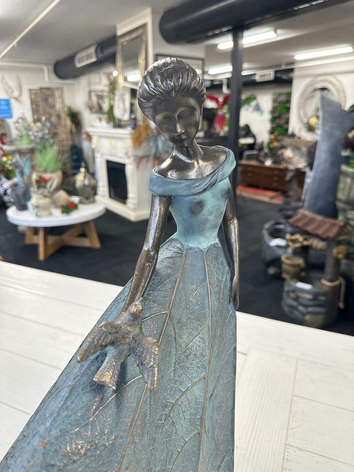 Meskina Elegant Lady in Bronze with Blue Leaves Dress New Collection