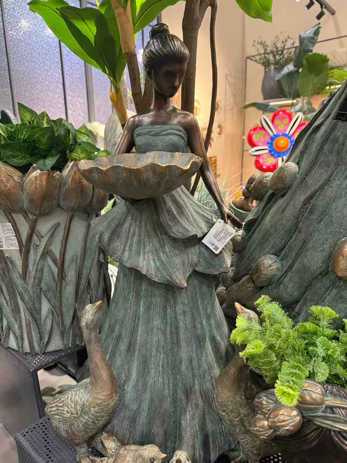 Carmen Bronze Gold Leaves Blue Dress Geese