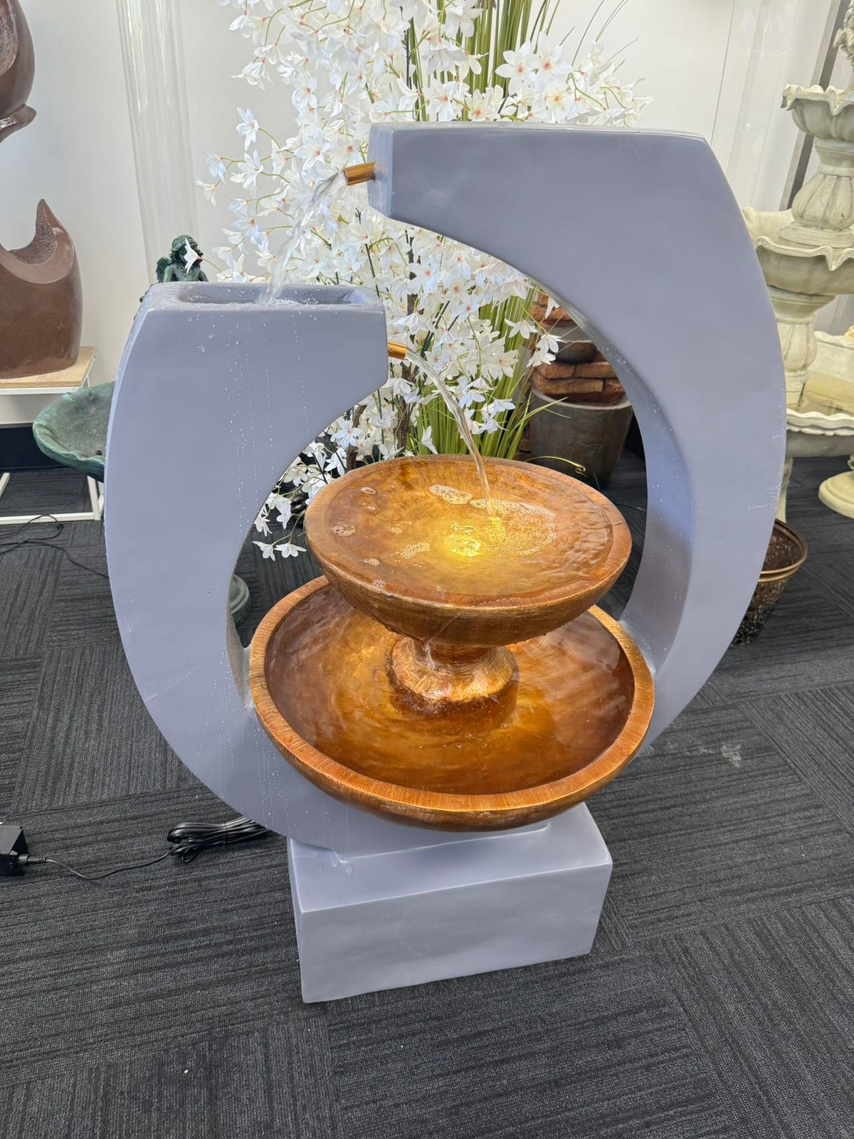 Sanur Modern Abstract Water Feature Design Multi Drop Copper Colour