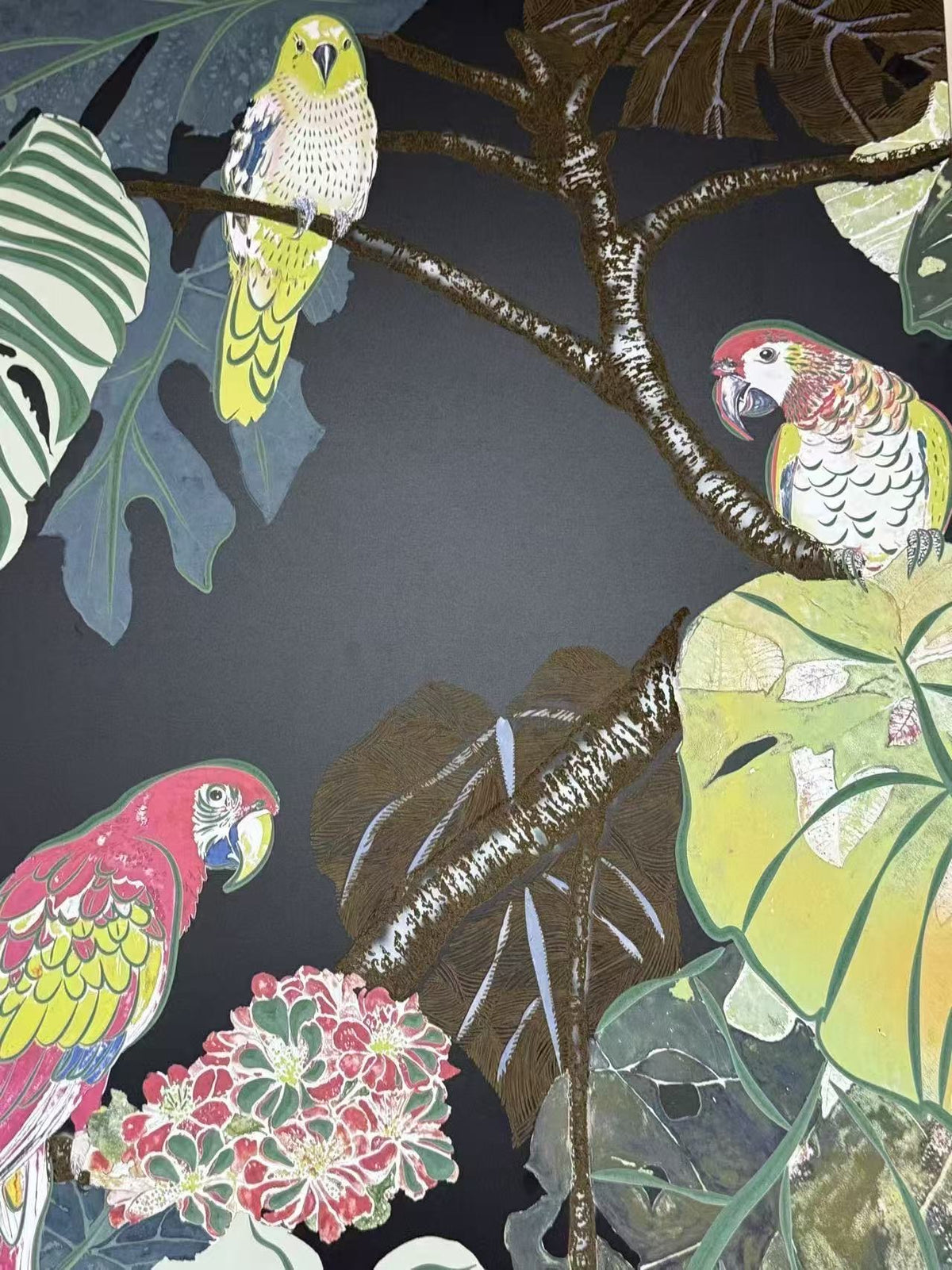 Flock Parrots Wood Printing Wall Art