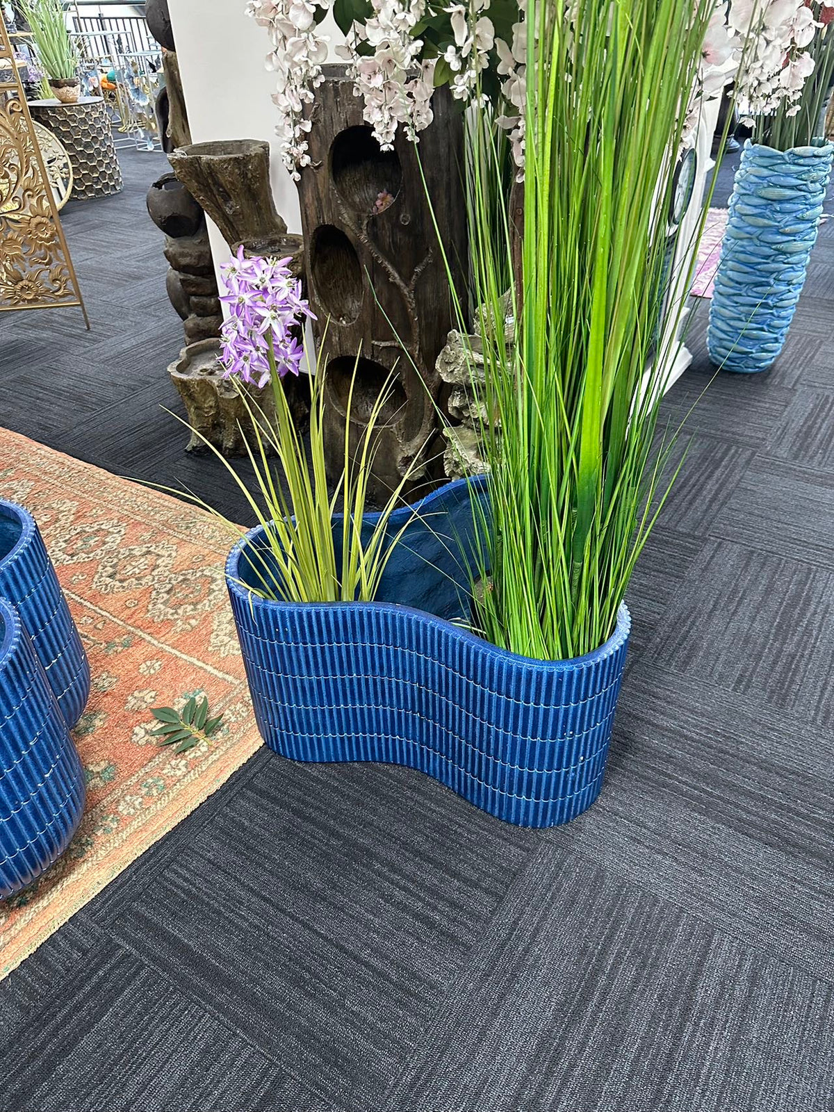Adriatico Italian Blue Ceramic Look Design MGO Planter