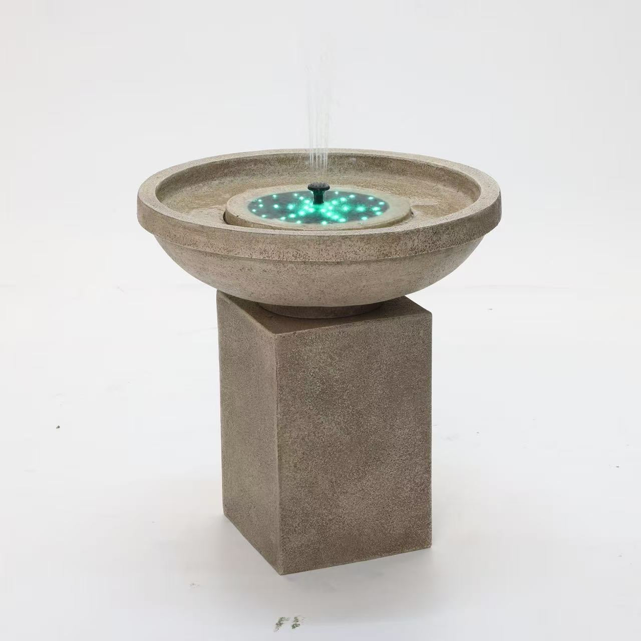 Cuomo Sandstone Coloured Solar Fountain Remote Controlled Flow Changing Colour LED