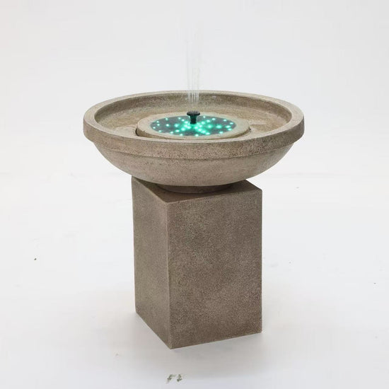 Cuomo Sandstone Coloured Solar Fountain Remote Controlled Flow Changing Colour LED