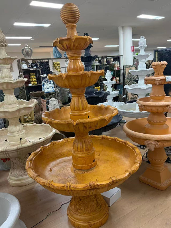 Mijas tall 5 tiers terracotta stone colour garden fountain