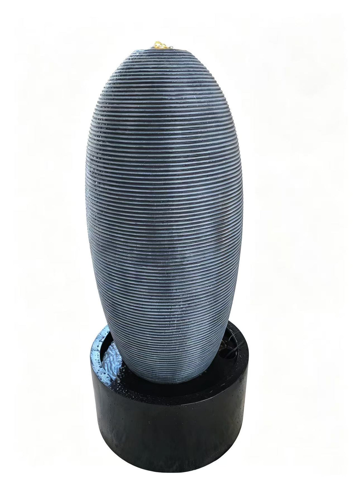 Dumpty Egg-Shaped Outdoor Fountain – Black & Charcoal Cement Fibreglass 1.2m