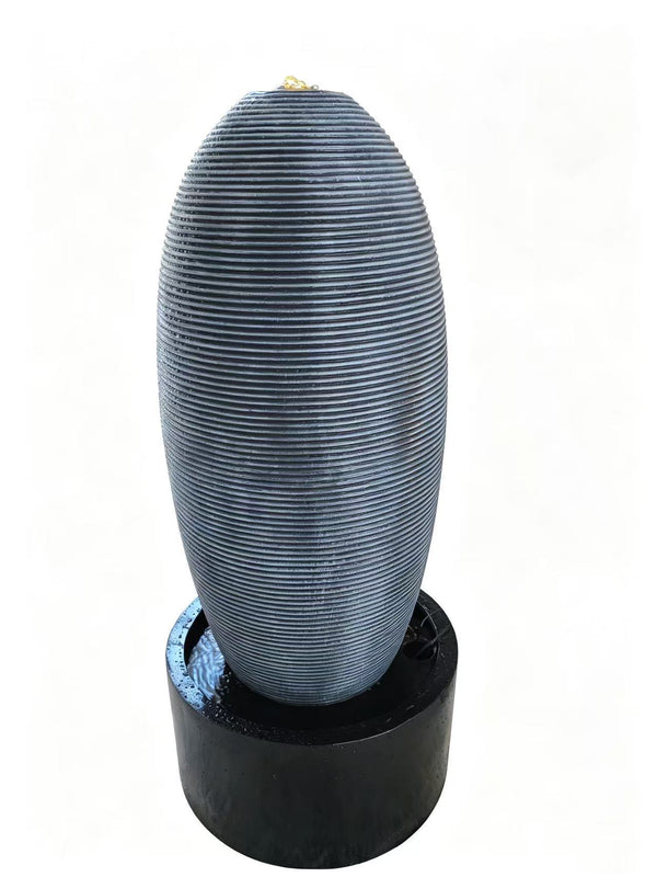 Dumpty Egg-Shaped Outdoor Fountain – Black & Charcoal Cement Fibreglass 1.2m
