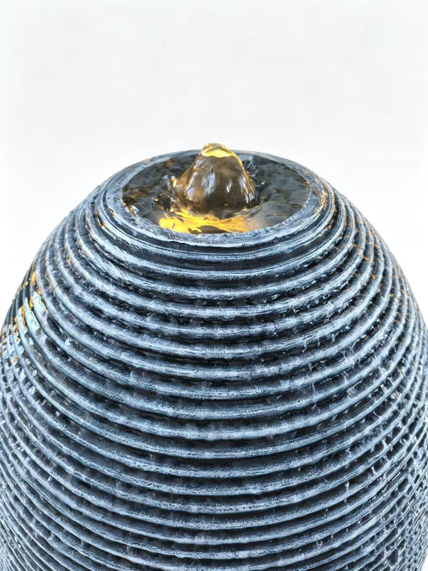 Dumpty Egg-Shaped Outdoor Fountain – Black & Charcoal Cement Fibreglass 1.2m