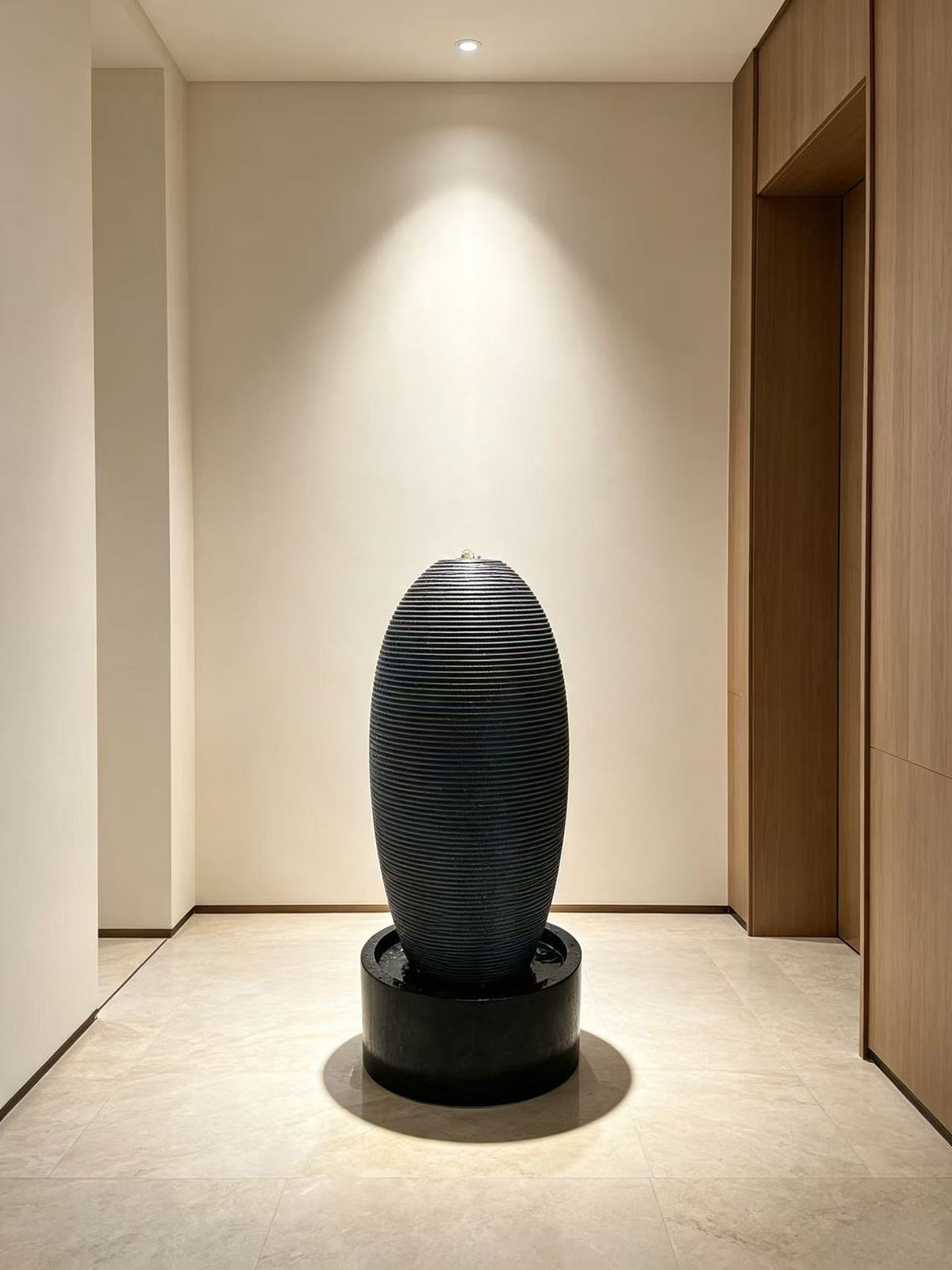 Dumpty Egg-Shaped Outdoor Fountain – Black & Charcoal Cement Fibreglass 1.2m