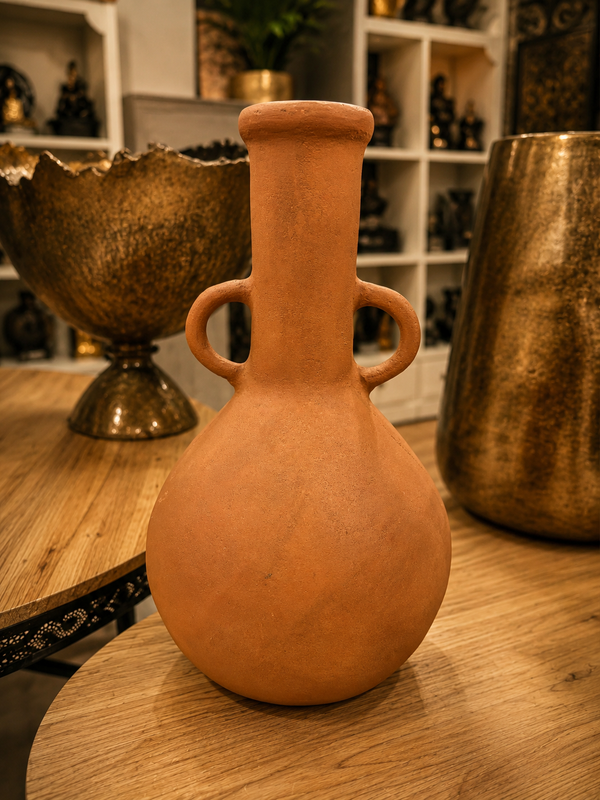 Botijo Vintage Terracotta Finish Colour Metal Vase Lush Collection