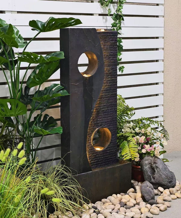 Fiji Lights & Water Combo Natural Wall Water Feature