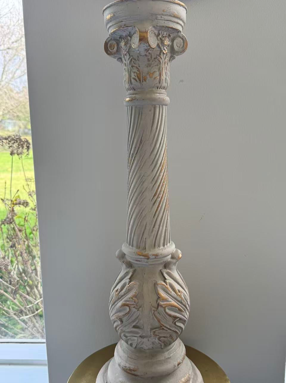 Fiamma Pillar Candle Holder – Antique White & Gold MGO Finish 72cm