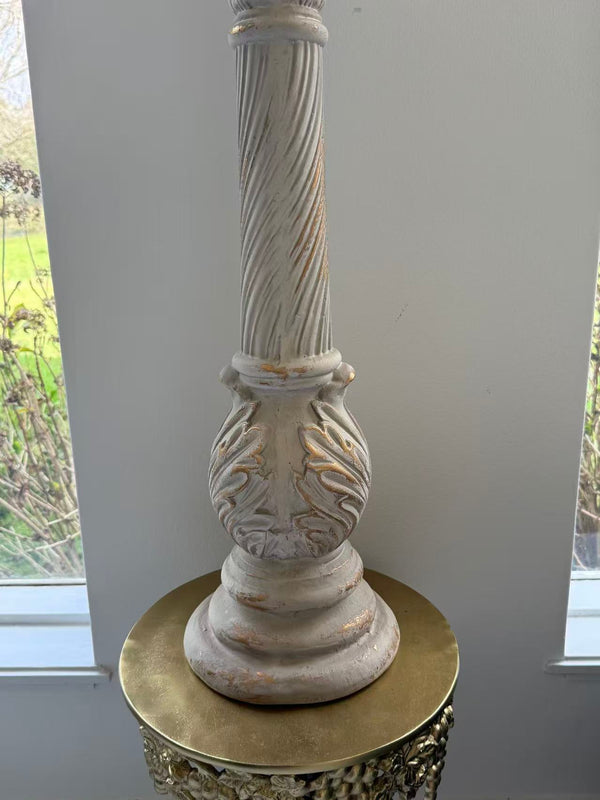 Fiamma Pillar Candle Holder – Antique White & Gold MGO Finish 72cm