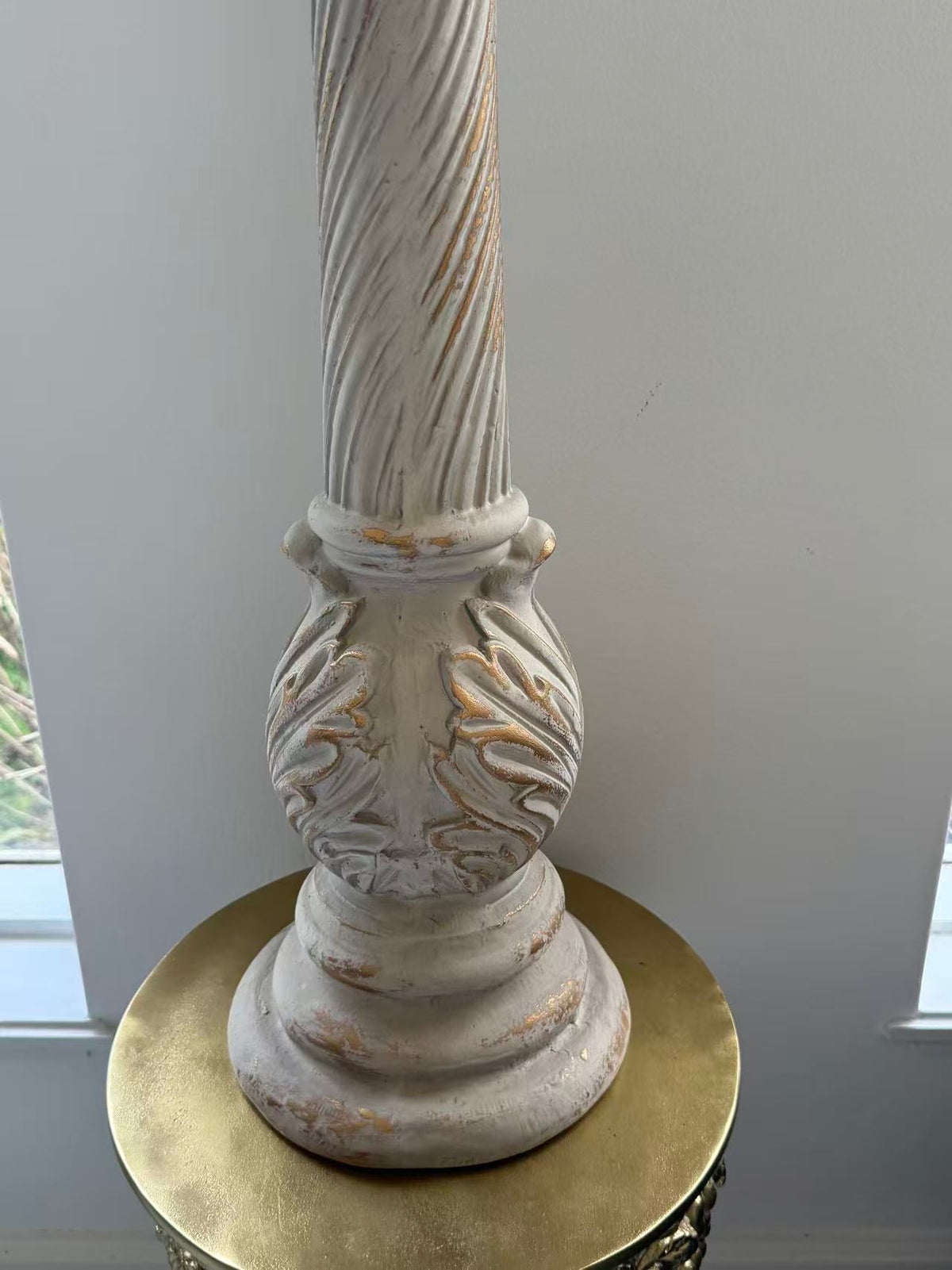 Fiamma Pillar Candle Holder – Antique White & Gold MGO Finish 72cm
