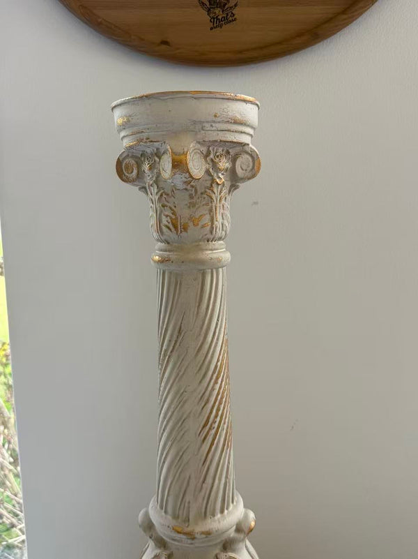Fiamma Pillar Candle Holder – Antique White & Gold MGO Finish 72cm