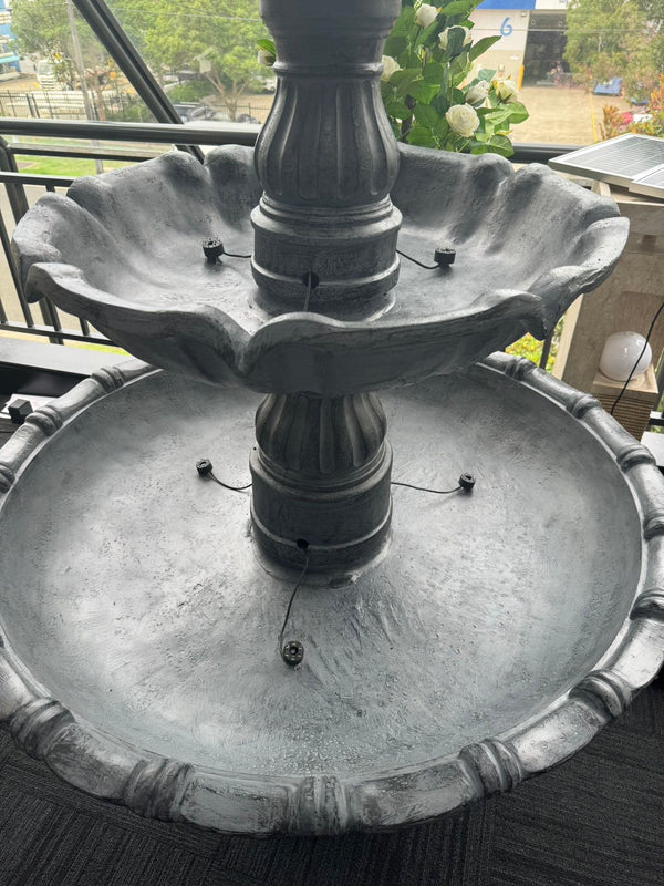 Lisboa Black Stone Effect 5-Tier Electric Powered Tiered Water Fountain