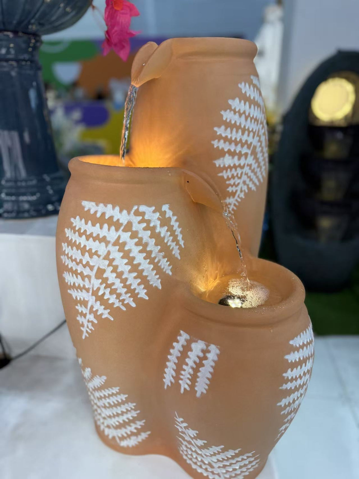 Almerimar Ceramic Water Feature in Clay Terracotta Earthy Colours