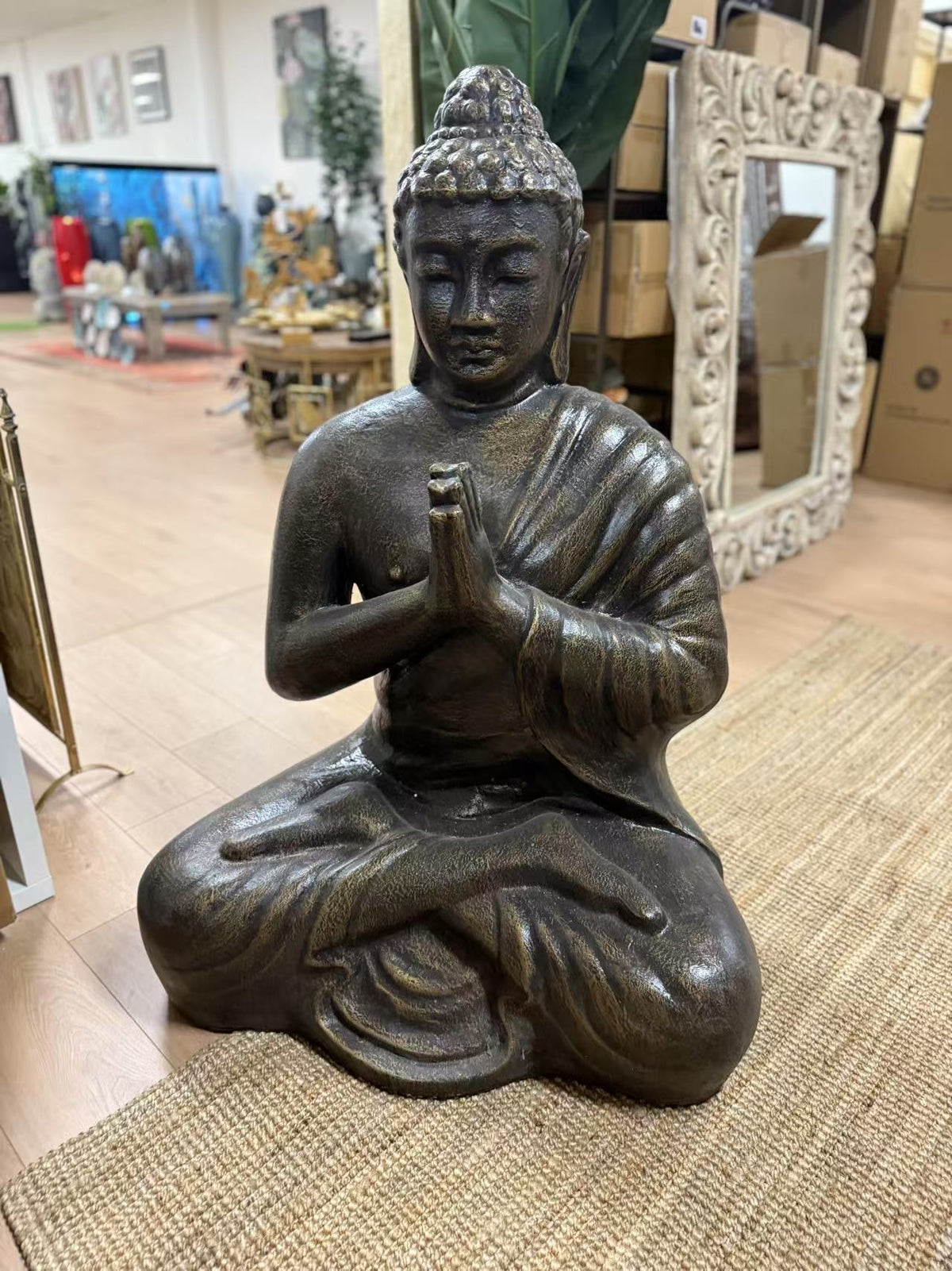 Joy Buddha Statue Black Gold Cement Fibre ETA July 2026
