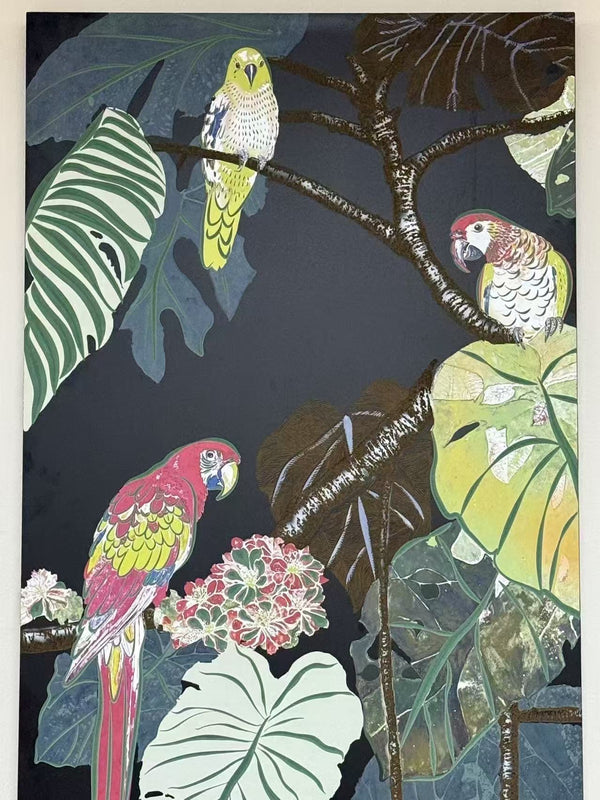 Flock Parrots Wood Printing Wall Art
