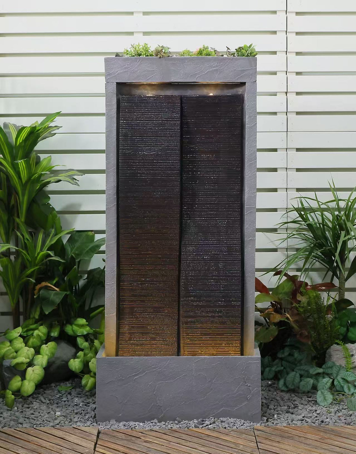 Duality Lights & Water Combo Natural Wall Water Feature Sublime Design