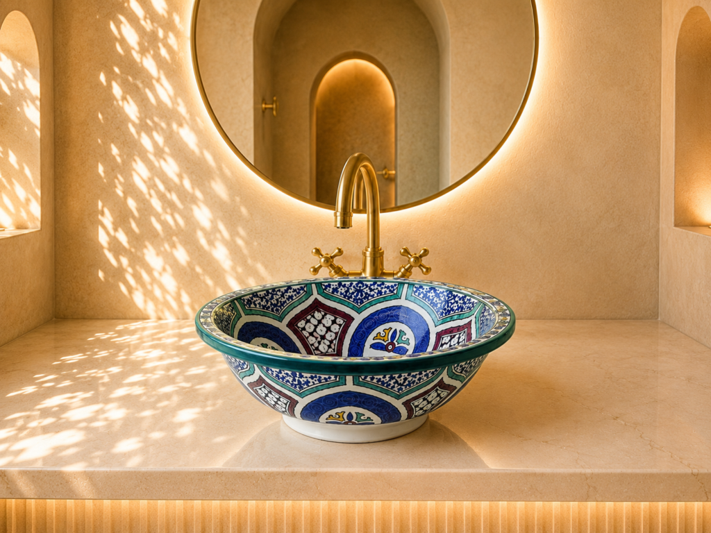 Fès Médina Hand-Painted Ceramic Basin