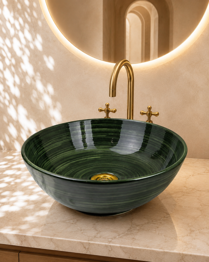 Fès Forêt Hand-Glazed Ceramic Basin