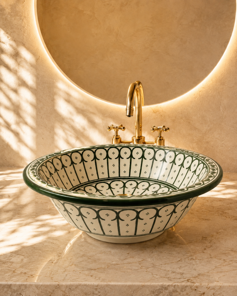 Fès Médersa Hand-Painted Ceramic Basin