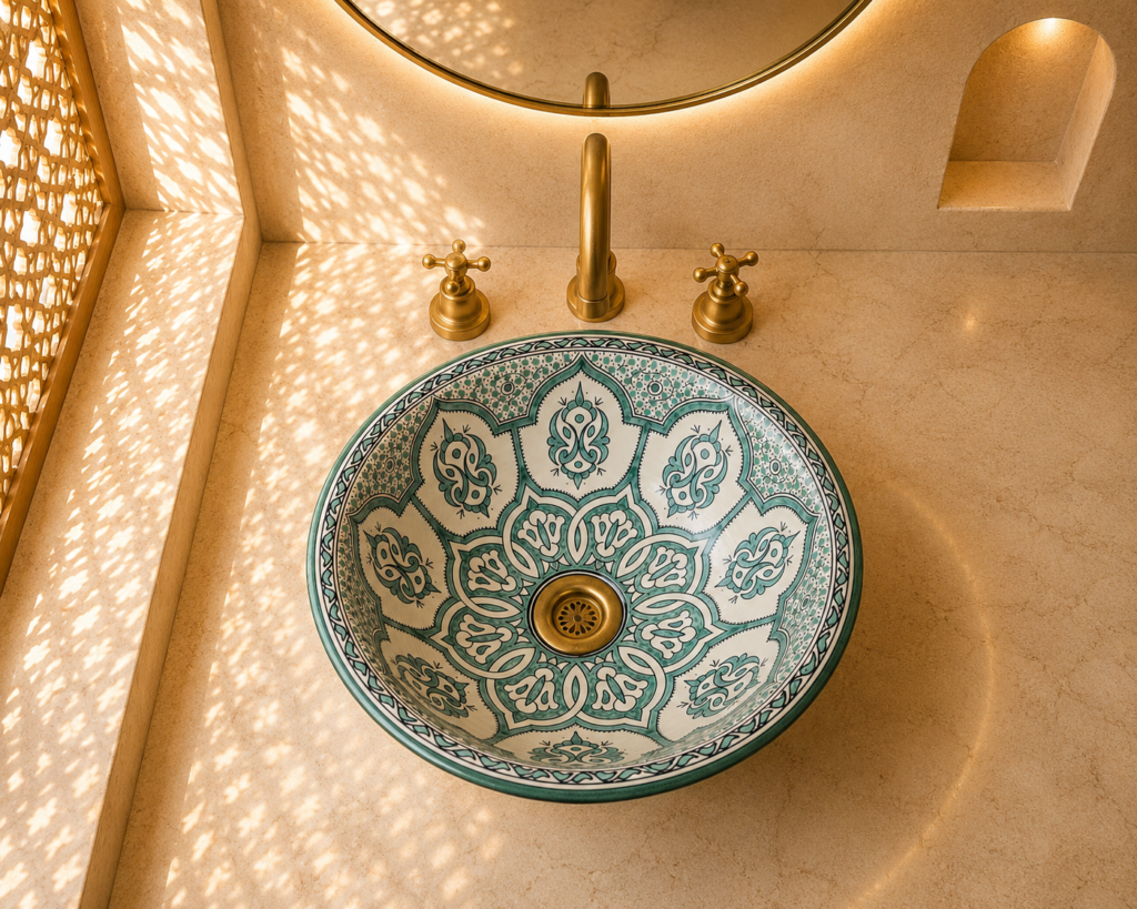 Fès Jade Hand-Painted Ceramic Basin