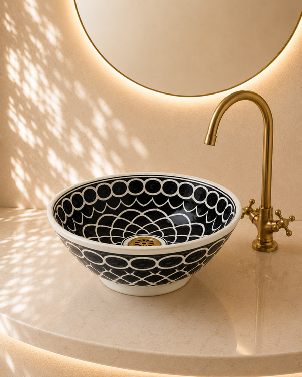 Fès Minuit Hand-Painted Ceramic Basin