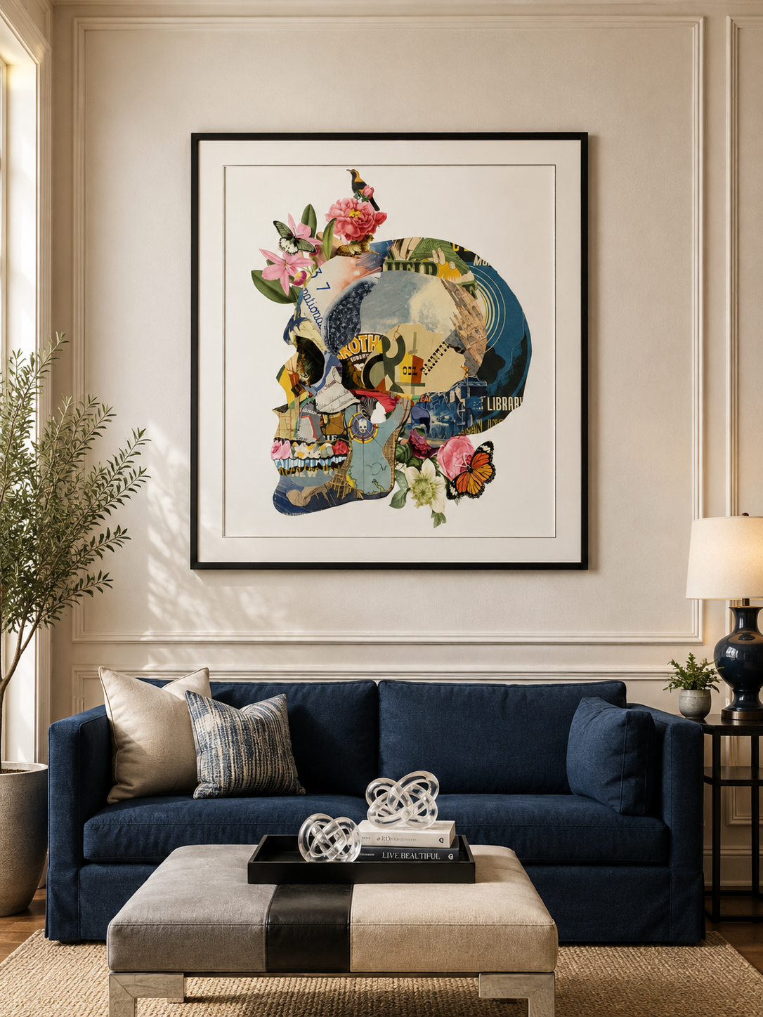 Bohemio Art Decor Skull Ppaer Collage