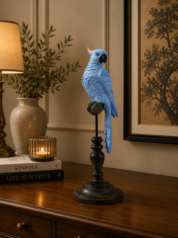 Exotic Light Blue Bird Parrot on Perch