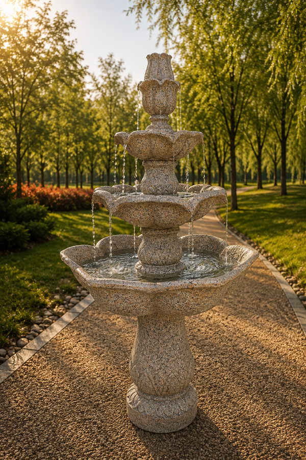 Trevi Stone Effect 4-tiered Solar Water Feature