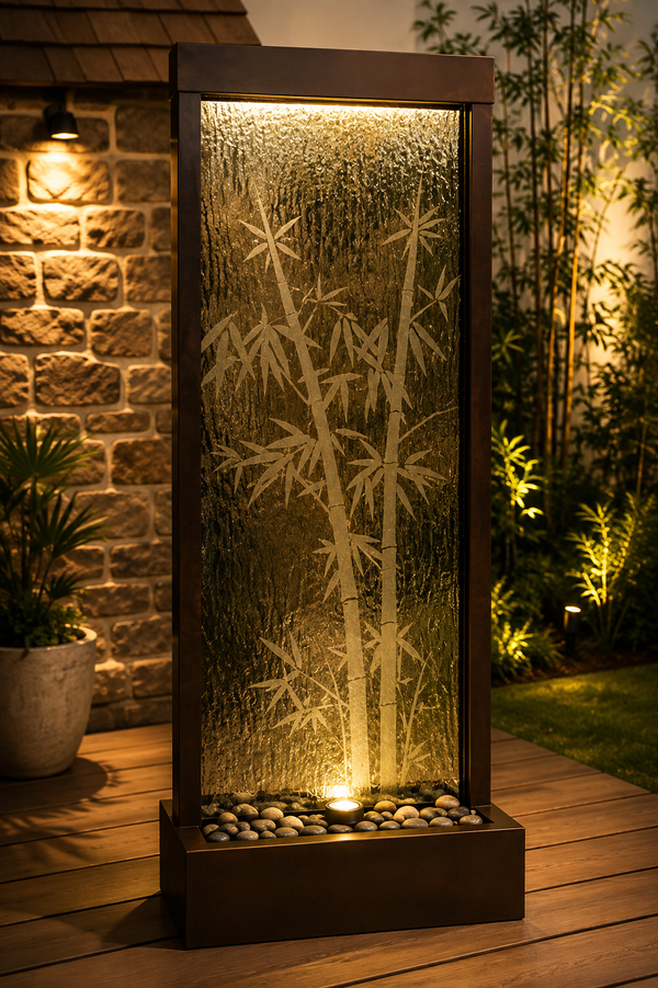 Boa Vista Bamboo Glass Stainless Steel Fountain