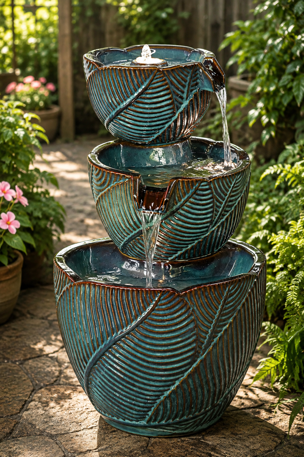 Mirador Glazed Ceramic Fountain Multi Drop Blue Colour