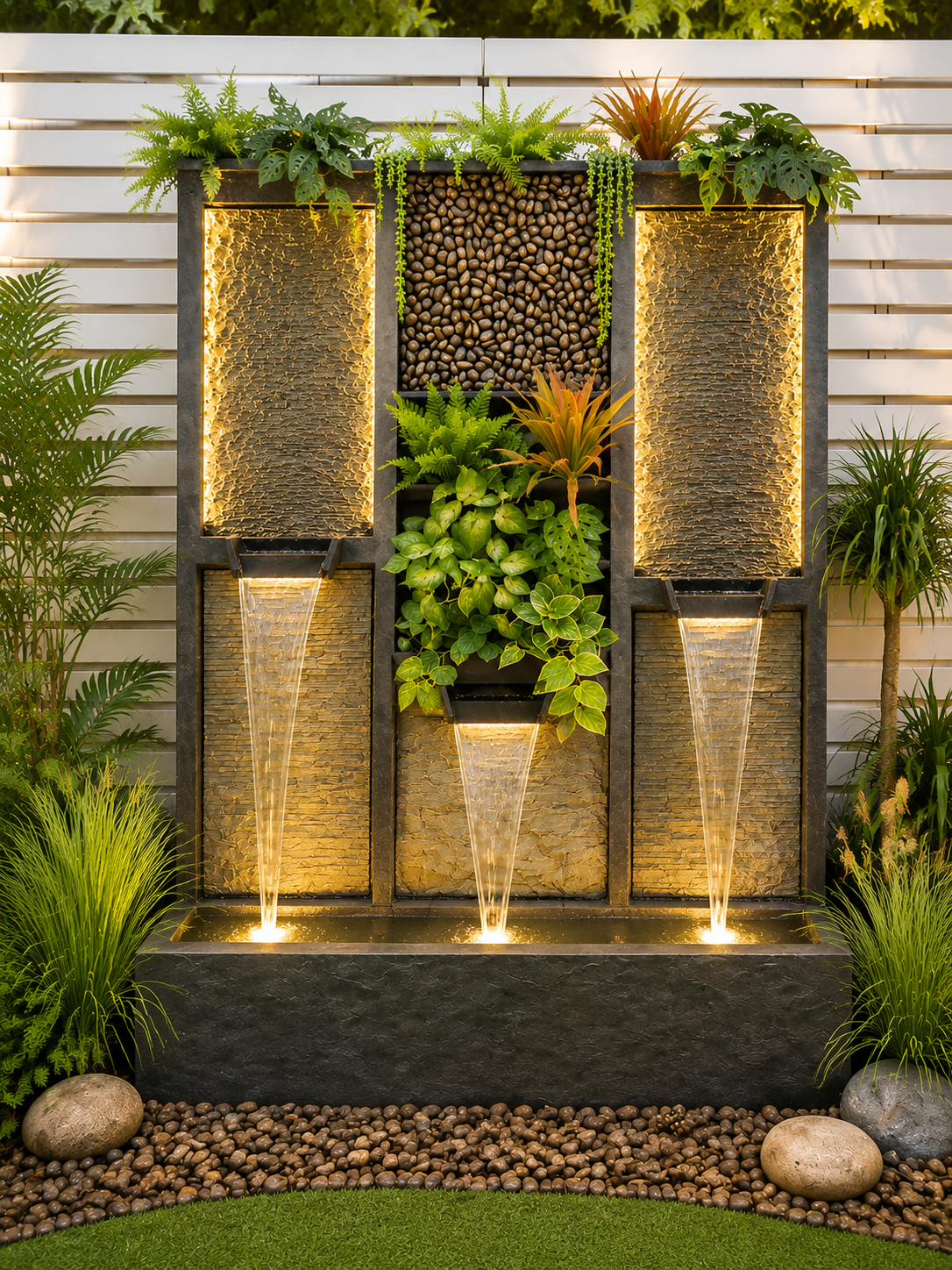 Eden Extra Large Natural Wall Water Feature with Plants