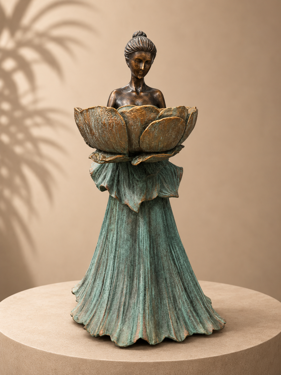 Gaby Bronze Gold Leaves Blue Dress