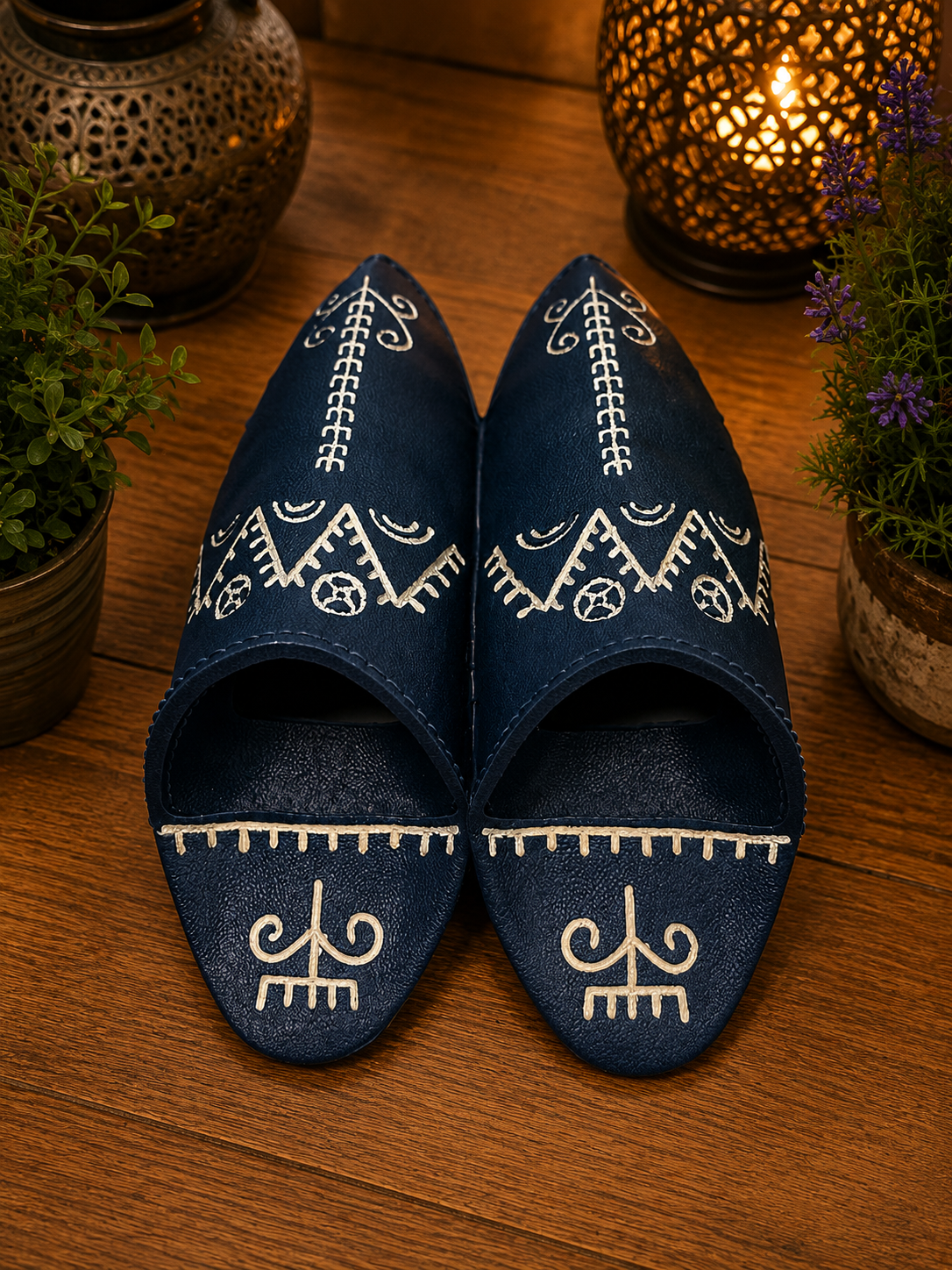 Chefchaouen Moroccan Slippers Ornament Wall Hung & Flower Pot Finest Details.