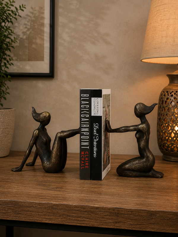 Igualdad Symmetry Girls Bookends in Vivid Colours Brass Effect
