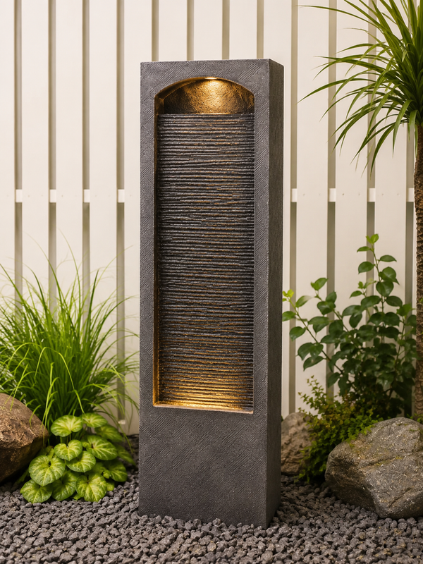 Tahiti Lights & Water Combo Natural Wall Water Feature Sublime Design