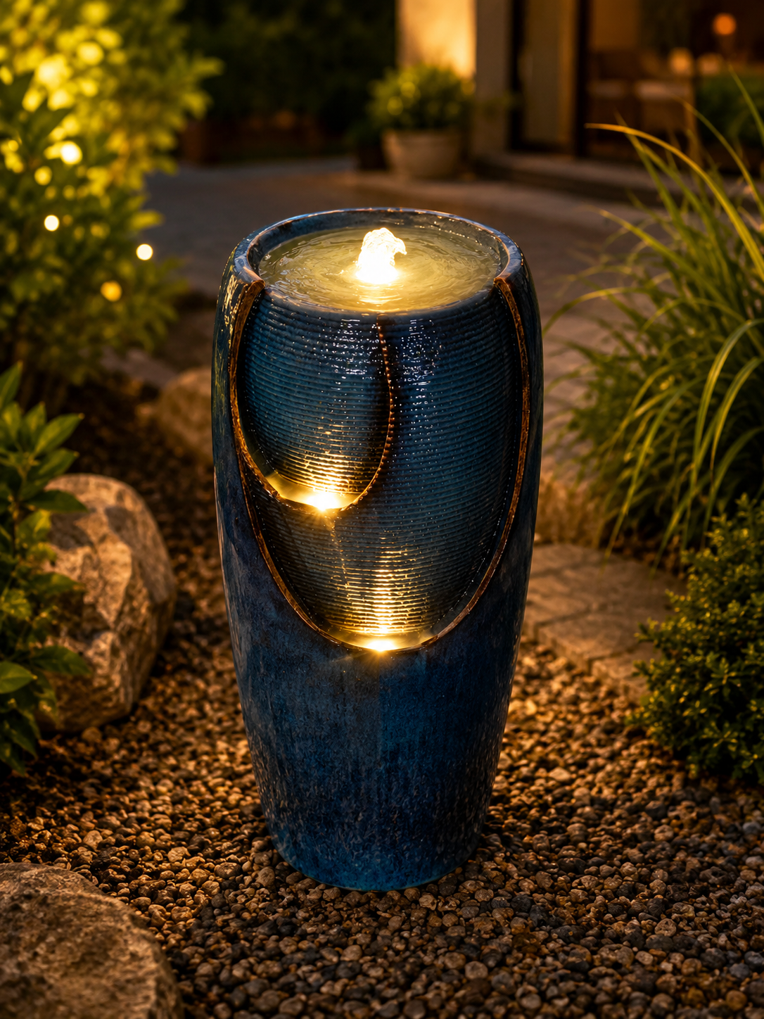 COTE D'AZUR Mediterranean Blue Ceramic Effect Water Feature