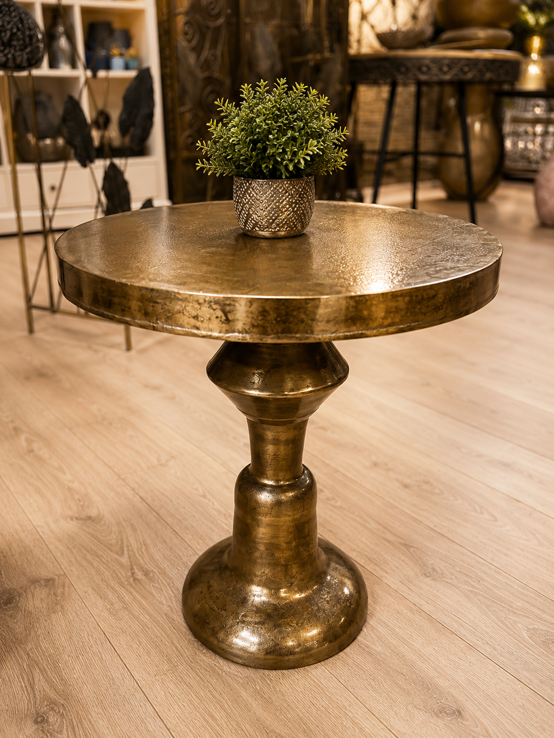 Mallorca Vintage Antique Champagne Colour Metal Round Table Lush Collection