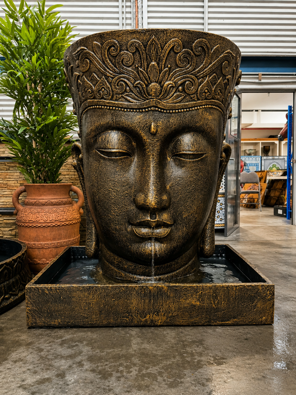 Lorong Masterpiece Buddha Head Water Feature with Square Pond Base