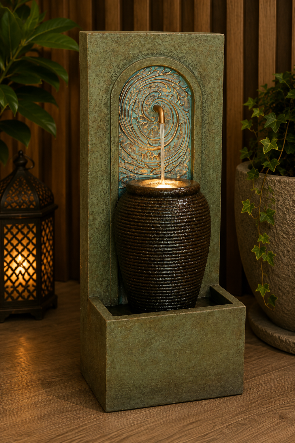 Alcala Spanish Architecture With Pot & Copper Spout Water Feature