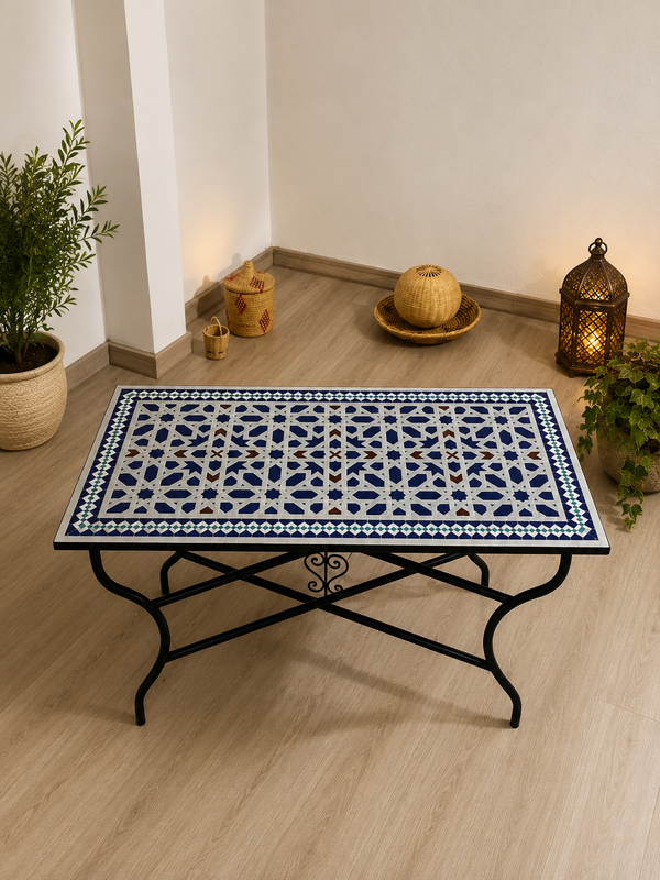 Dinning mosaic table, Marrakech mosaic outdoor/indoor table 100% handcrafted, Mid century Mosaic Table, Large Mosaic Table